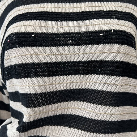$1500 Brunello Cucinelli Black White Monilli Bead Sequin Crop Sweater sz Small - Picture 2 of 12